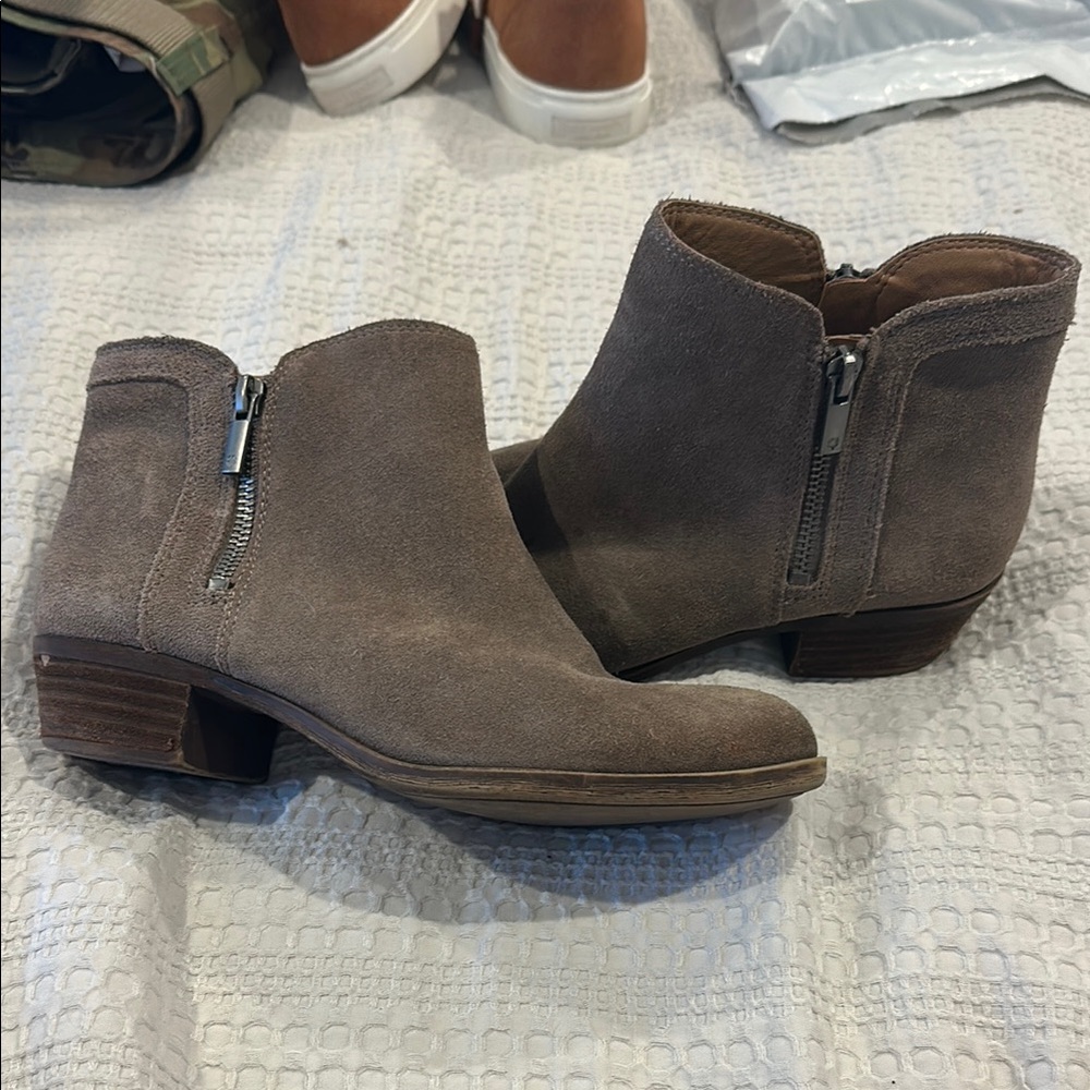 Lucky Brand Tan Ankle Booties with Side Zippers